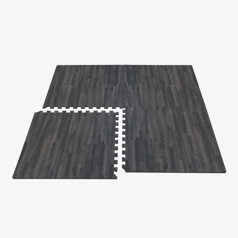 We Sell Mats بلاط رغوة مطبوع بسماكة 3/8 بوصة من أرضية الغابة، حصائر أرضية رغوية متشابكة بتصميم خشبي فاخر، أرضيات مضادة للإرهاق - حل أرضيات أنيق، كربون، 16 قدم مربع - Image 5